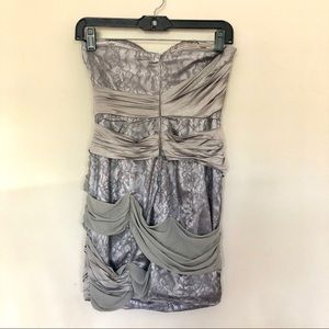 bebe Dresses - Bebe Grey Strapless Wrapped Mixed Lace Dress XS bebe Dresses - Bebe Grey Strapless Wrapped Mixed Lace Dress XS